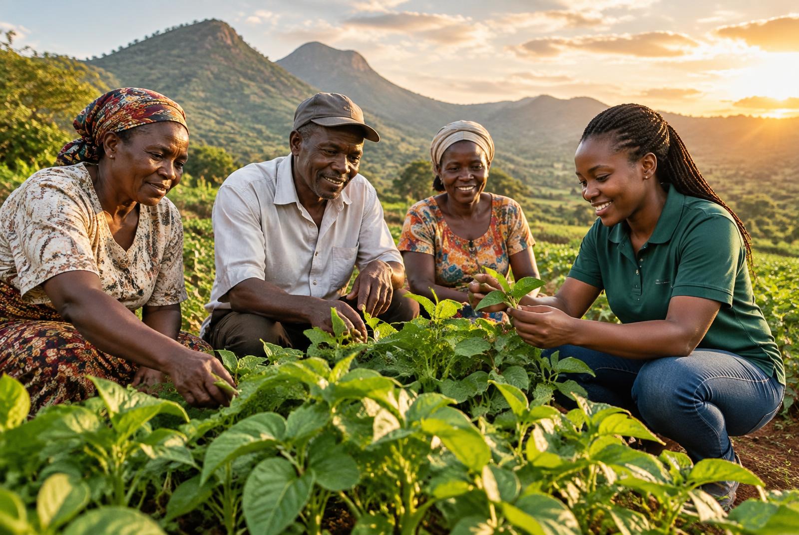 Farmers discussing crops in Mwatate